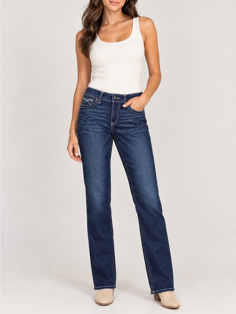 Ariat Womens REAL Stretch Mid Rise Slim Stackable Straight Leg Jeans 26